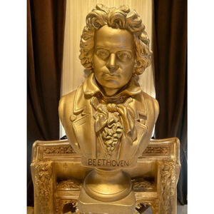 Gold Beethoven Bust Classical music composer decor mantle piece history